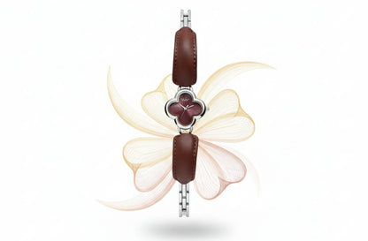 Ladies' Trendy Leather & Chain Bracelet Watch – Geometric & Clover Collection