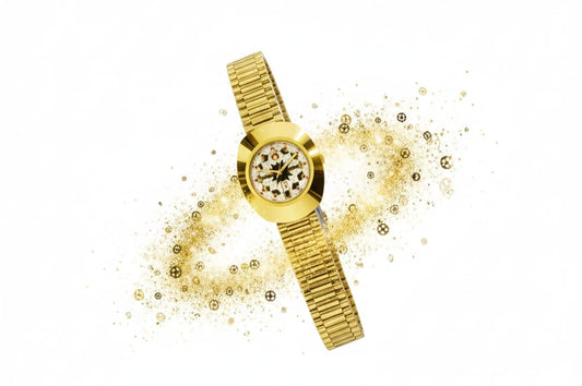 Luxury Gold Vintage Style Watch – Geometric Crystal Dial