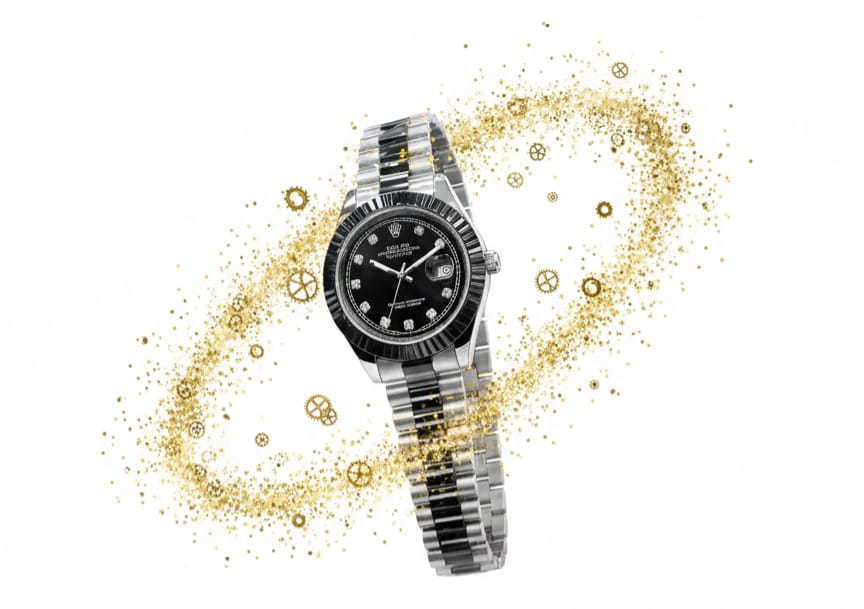 Classic Two-Tone Black Dial Luxury Watch – Datejust Style